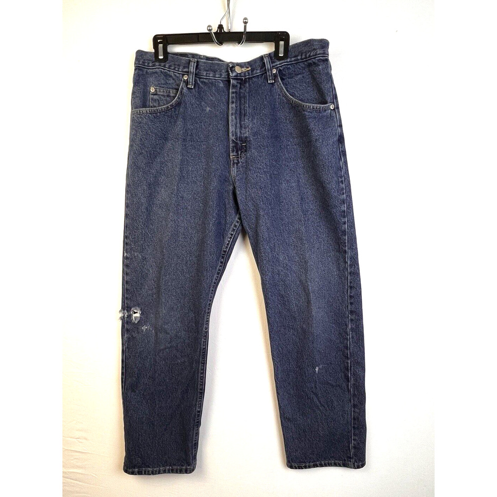 Wrangler Relaxed Fit Jeans Mens 36 x 30 Straight Leg Ripped Work Western